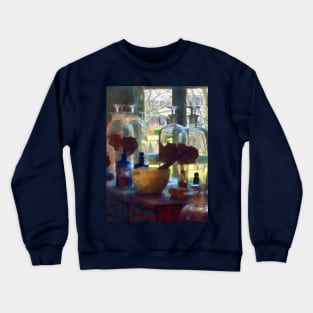 Pharmacists - Mortar, Pestle and Bottles by Window Crewneck Sweatshirt